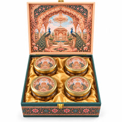 Peacock Heritage dry fruits gift box open on a white background