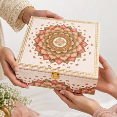 Lotus Heritage dry fruits gift box held in hands