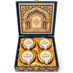 Royal Floral Arch dry fruits gift box open on a white background